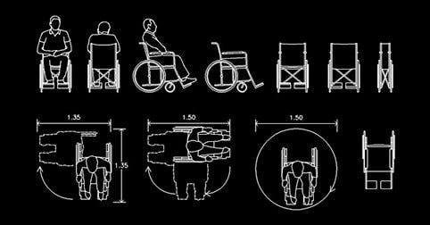 ​CAD blocks of wheelchair users 2d dwg