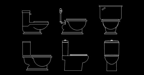 Toilet Elevation CAD Block dwg for bathroom free download