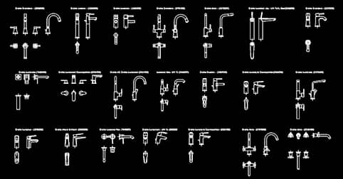 ​​CAD blocks of faucets in plan and elevation views dwg