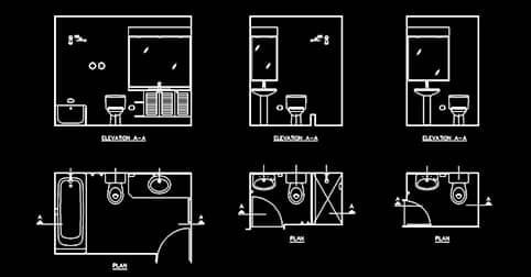 WC bathroom design in AutoCAD dwg