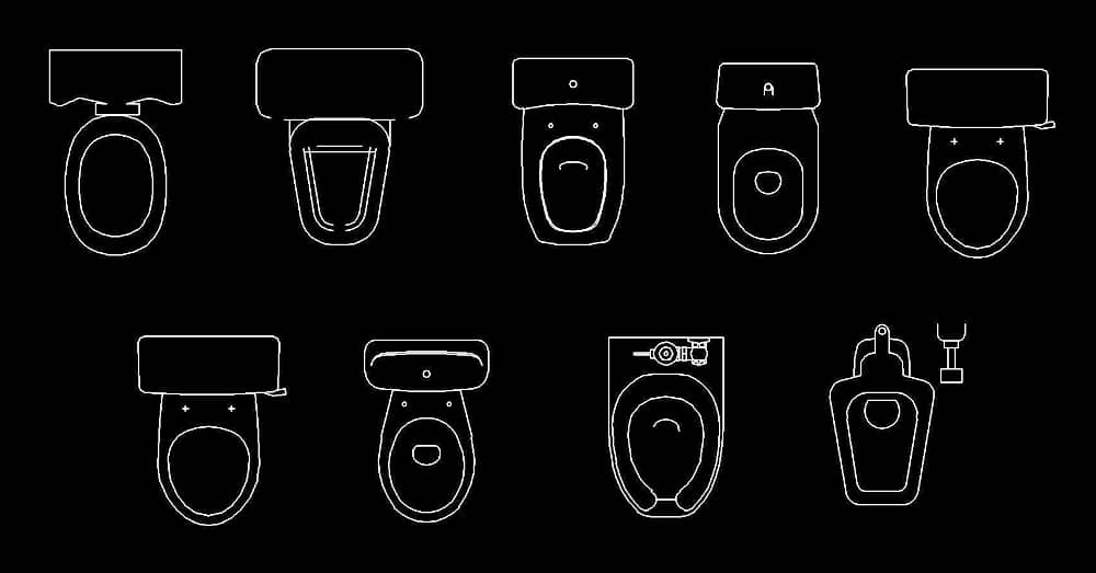 Toilet CAD Block dwg for bathroom public furniture in AutoCAD free download file in plan view