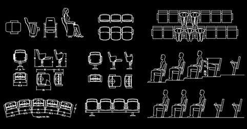 ​CAD blocks of seats for cinemas, theaters in 2d dwg
