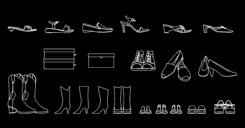CAD Blocks Shoes, Boots dwg 2d