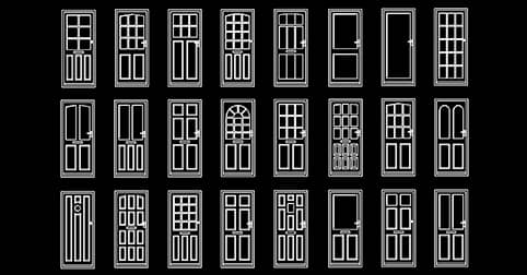 CAD blocks of doors dwg in 2d elevation