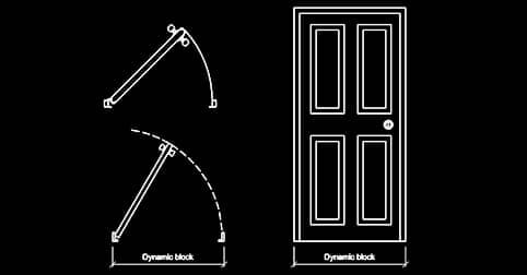 AutoCAD door dynamic blockin plan and elevation