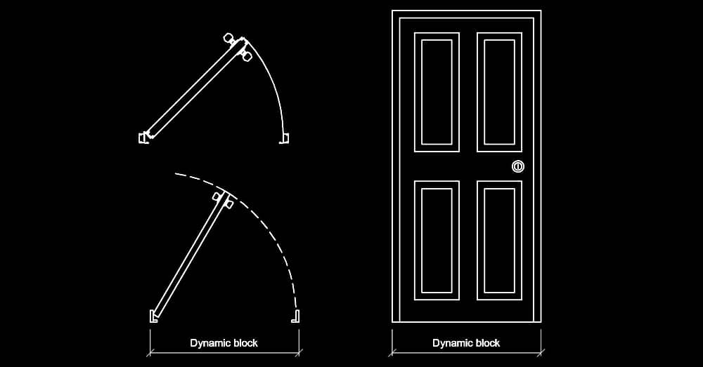 AutoCAD door dynamic block in plan and elevation