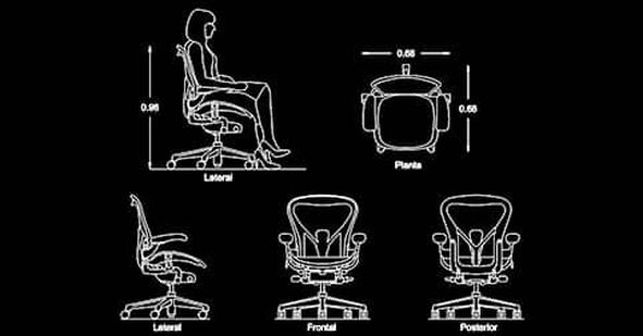 ​​​ Office Chair CAD block plan and elevation views dwg