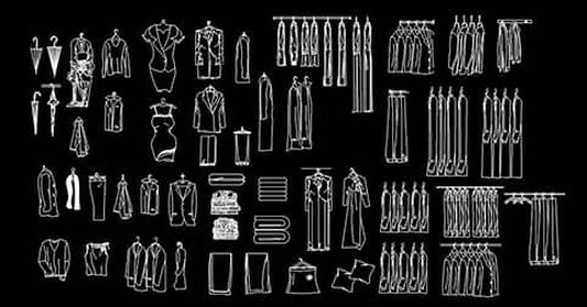 ​​​CAD Blocks clothes, dresses, pants, shirts dwg 2d