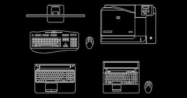 ​CAD Blocks Laptops, Computer, printer dwg AutoCAD