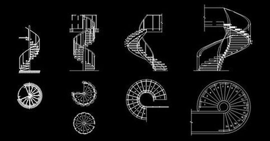 ​​CAD Blocks spiral staircase dwg download 2d