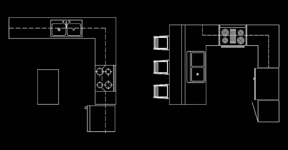 Integral Kitchen CAD Block plan view dwg AutoCAD