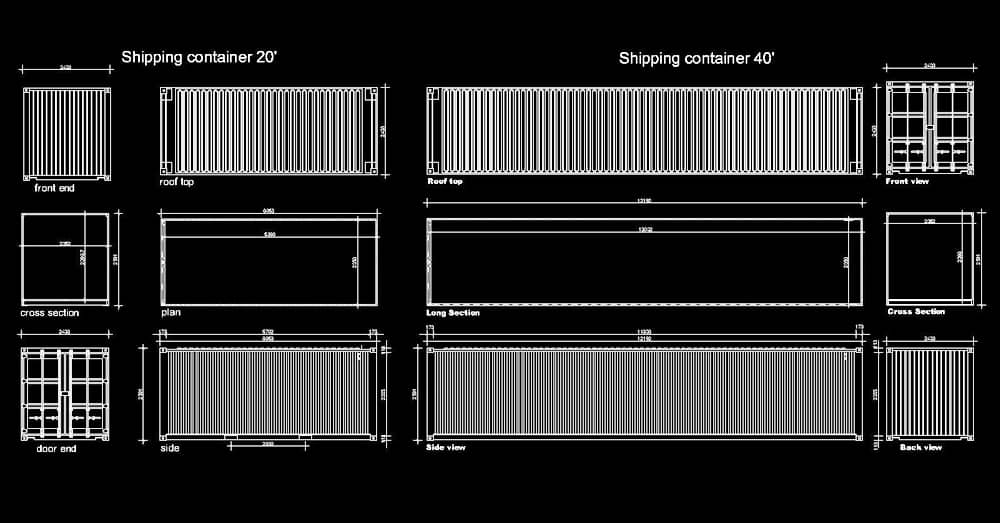 CAD Blocks Shipping Containers dwg 2d