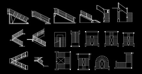 cad blocks stairs download 2d