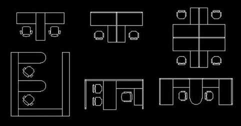 ​​​CAD blocks office table and chair cad block in L dwg