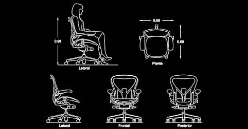 ​Office Chair CAD block plan and elevation views dwg