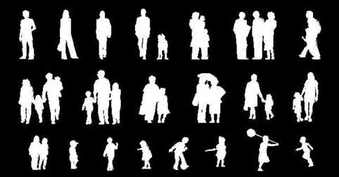 AutoCAD Blocks Of People Silhouettes In Elevation views