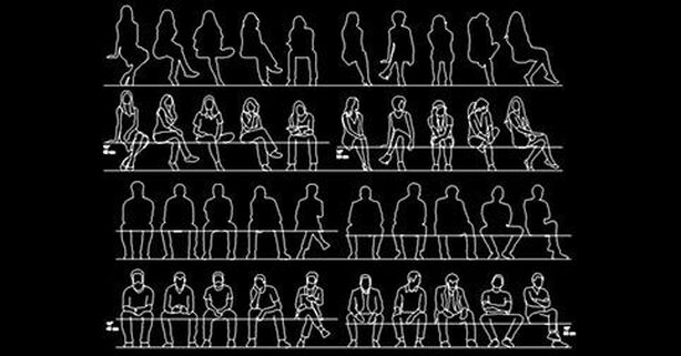 AutoCAD Blocks Of People Sitting Dwg In Front Elevation views 2d