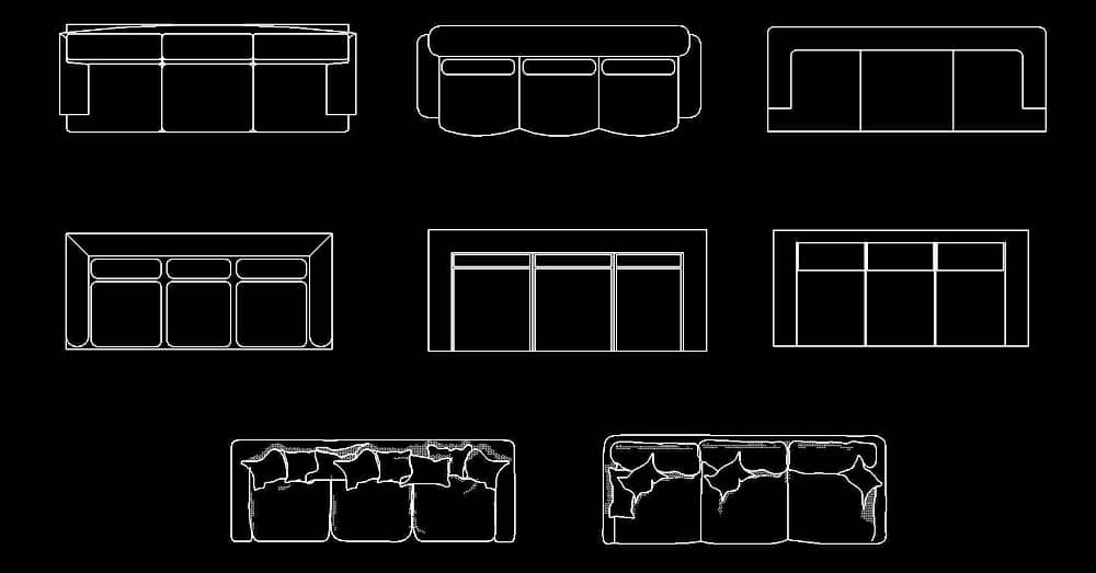 Sofa Couch CAD Block dwg AutoCAD Furniture In Plan View