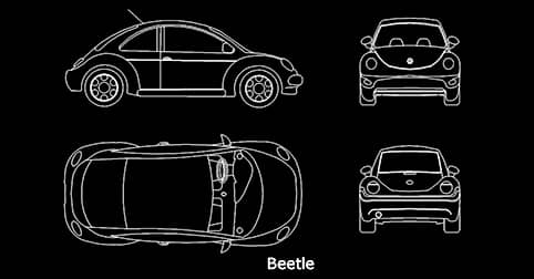 Car CAD block beetle dwg free download