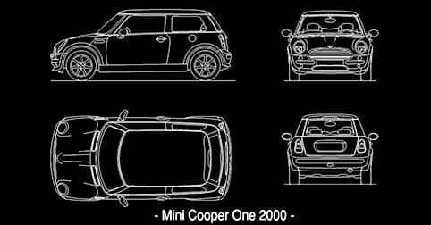 ​​​CAD blocks of Mini Cooper One car dwg 2d