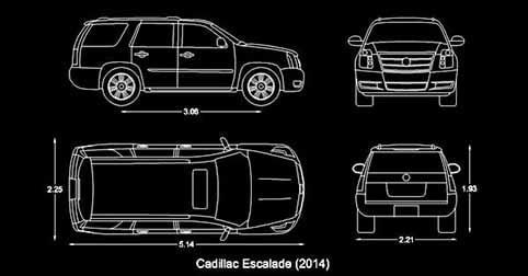 ​CAD Blocks Cadillac Escalade SUV dwg 2d​