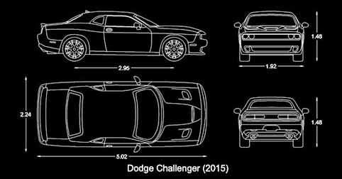 ​​​CAD blocks Dodge Challenger car dwg 2d