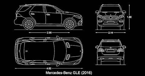 ​​CAD Blocks Mercedes Benz GLE SUV dwg 2d