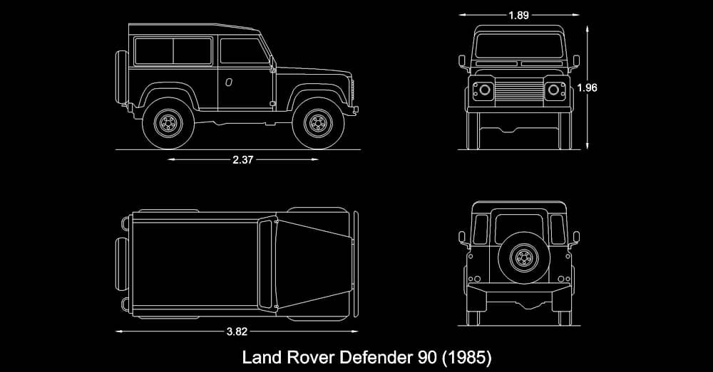 cad blocks land rover suv dwg free download 2d