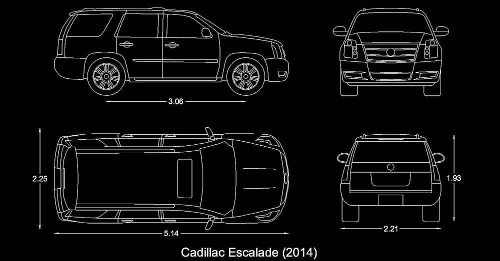 cad blocks Cadillac Escalade SUV dwg free download