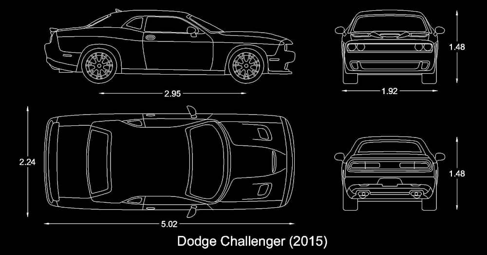 cad blocks dodge challenger sport car dwg free download