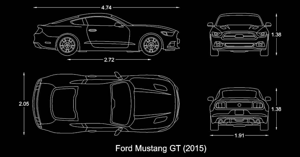 cad blocks ford mustang gt car dwg free download