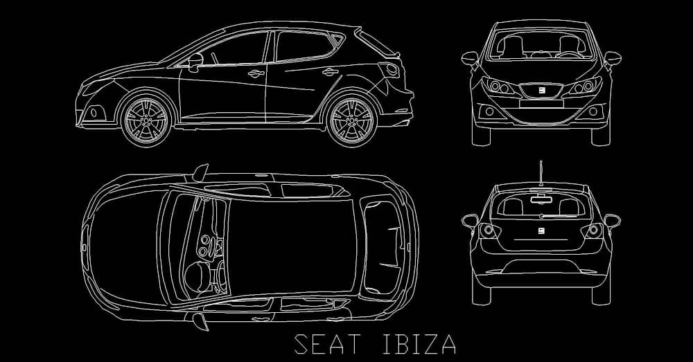 Cad blocks Seat Ibiza car dwg free download