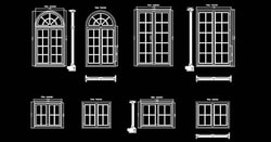 CAD blocks casement windows plan and elevation 2d dwg​