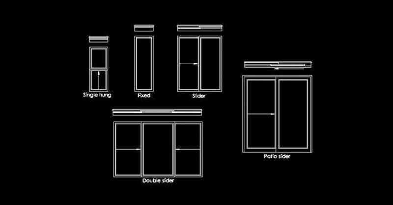 CAD blocks sliding windows 2d dwg​