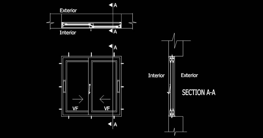 Window section detail CAD blocks in AutoCAD 2d dwg